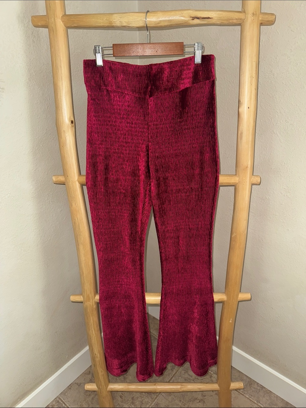 Free People Crushed Velvet Skirt in Raspberry